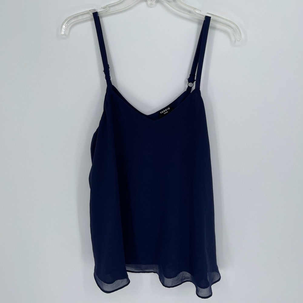 Torrid Women's Navy Blue Sophie Chiffon Camisole Cami Tank Top Size 00 (M/L)
